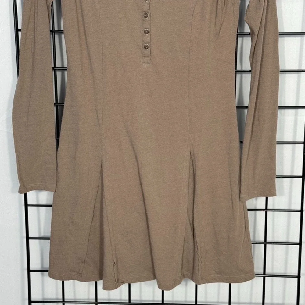 Free People FP Beach Miles of Henley Dress Womens Medium‎ Brown Casual Boho